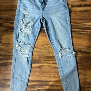 Distressed Blue Jeans